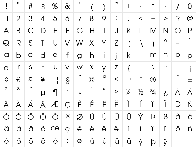 ITC Avant Garde Gothic Std Book  glyph index
