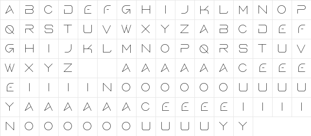 Gerth Demo Light Regular  glyph index