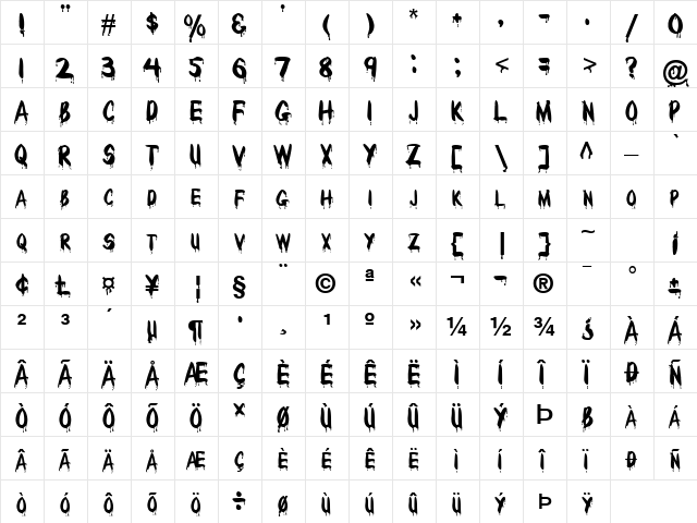 Drips Normal  glyph index