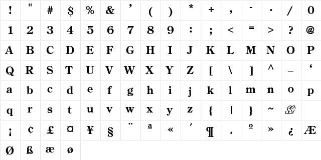 Century Retrospective SSi Semi Bold  glyph index