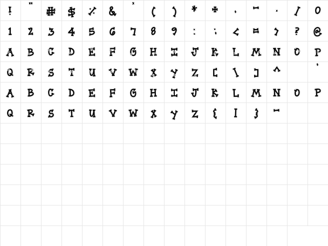 LD Flowers Regular  glyph index