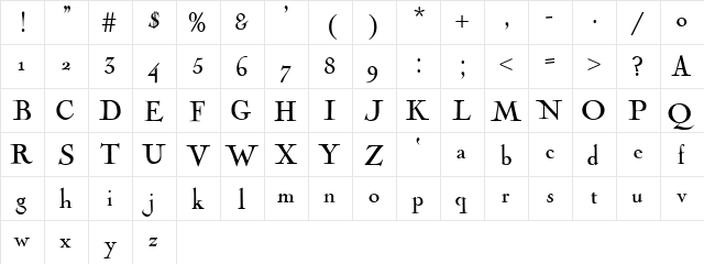 Cochin-Archaic Regular  glyph index