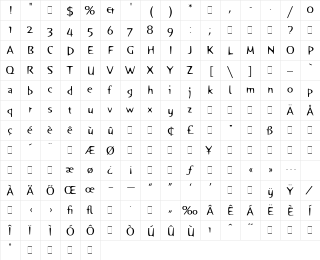 Orange Plain  glyph index