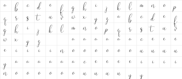 Laryo Regular  glyph index