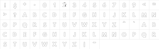 Mild Life Outline Personal Use Outline  glyph index