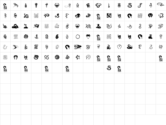 Snake Mix Regular  glyph index