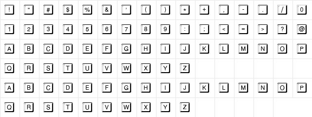 Board Regular  glyph index