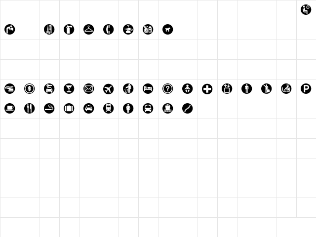TransportationWhite Roman  glyph index