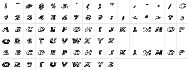 Fury Regular  glyph index
