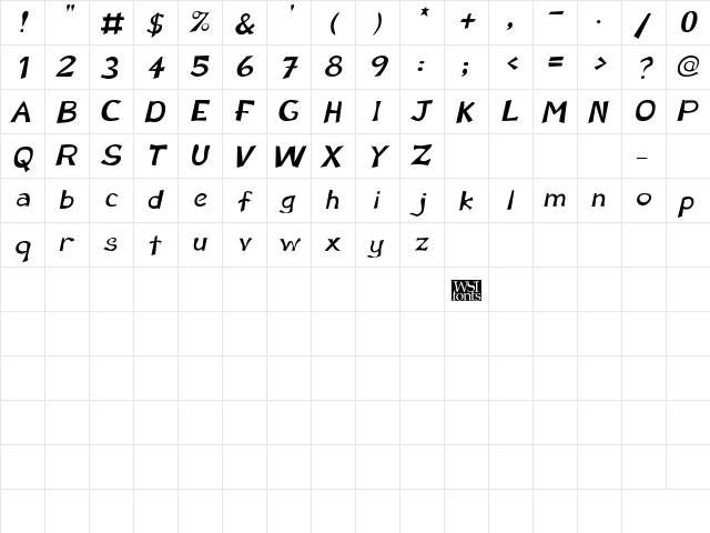 Perdoo Italic  glyph index