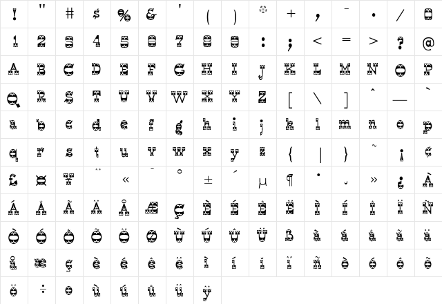 Dalton Regular  glyph index
