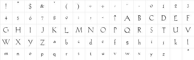 LilithLight Normal  glyph index