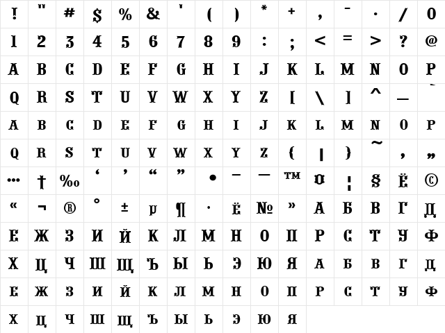 a_PresentumCps Regular  glyph index