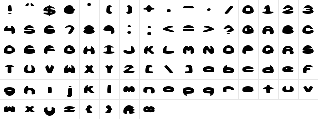 Obloquy Solid BRK Regular  glyph index