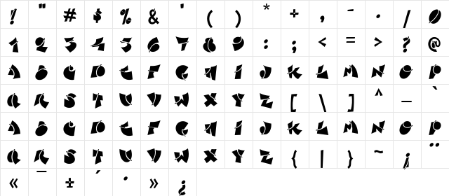 Extra Step Regular  glyph index