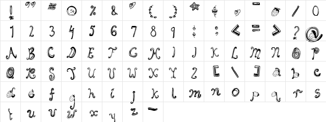 Starberry Swirl Delight Regular  glyph index