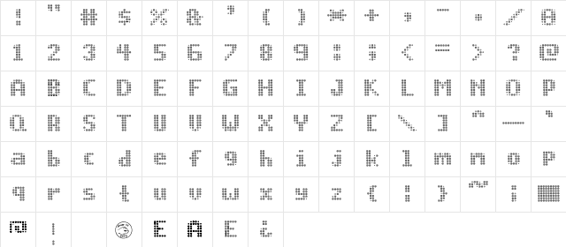 OPTIC.BOT Regular  glyph index
