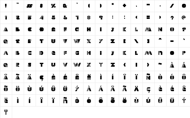 Alectro Regular  glyph index