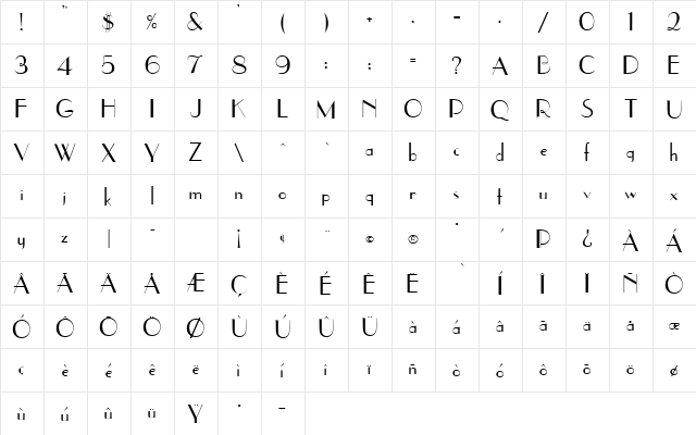 UppEa Regular  glyph index