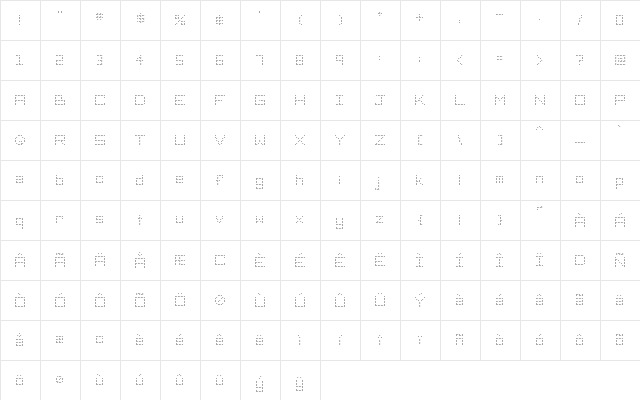 KD Open Pixel Regular  glyph index
