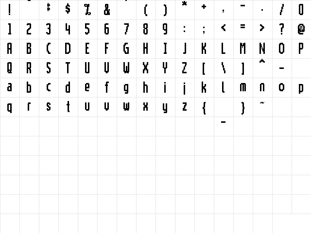 Motorola ScreenType Regular  glyph index