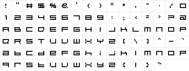 Indieutka Pixel8 Regular  glyph index