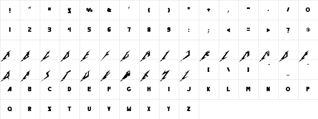 Peckey Regular  glyph index