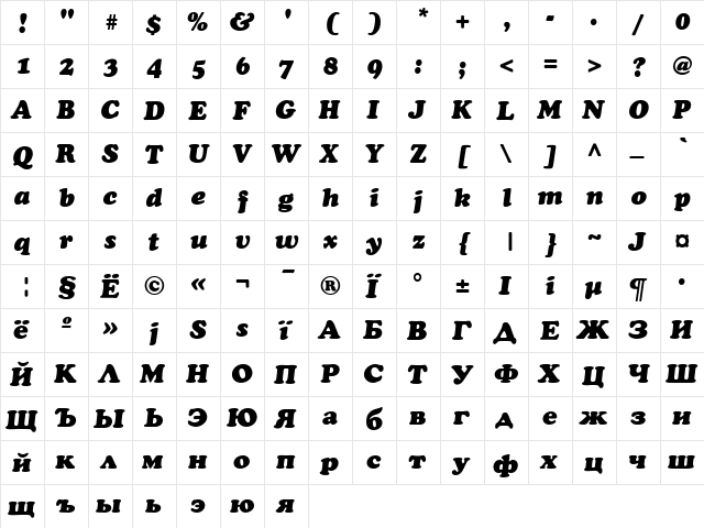 AG_Cooper Italic  glyph index