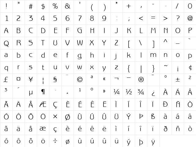 ITCBenguiatGothic-Book Book  glyph index