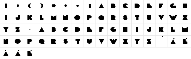 DeLarge Bold  glyph index