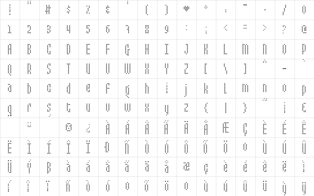 Mixelate II Regular  glyph index