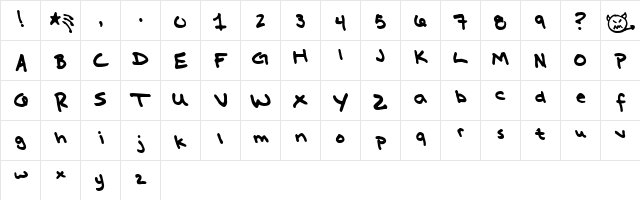 Miss Katie Regular  glyph index