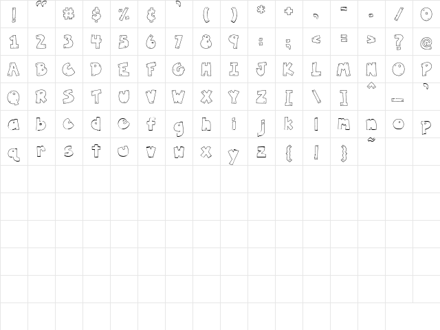 PC Cookie Crumbs Regular  glyph index