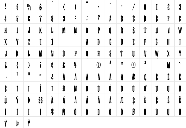 tsp arising 1 Regular  glyph index