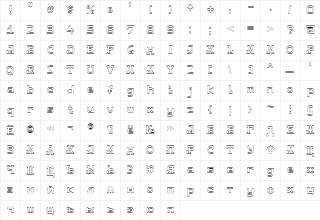 Destiny_Light Regular  glyph index