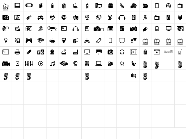 Home Entertainment Regular  glyph index