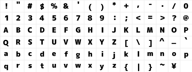 M+ 2c black  glyph index
