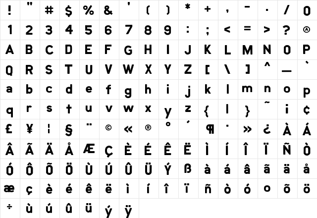 Marquee Light  glyph index