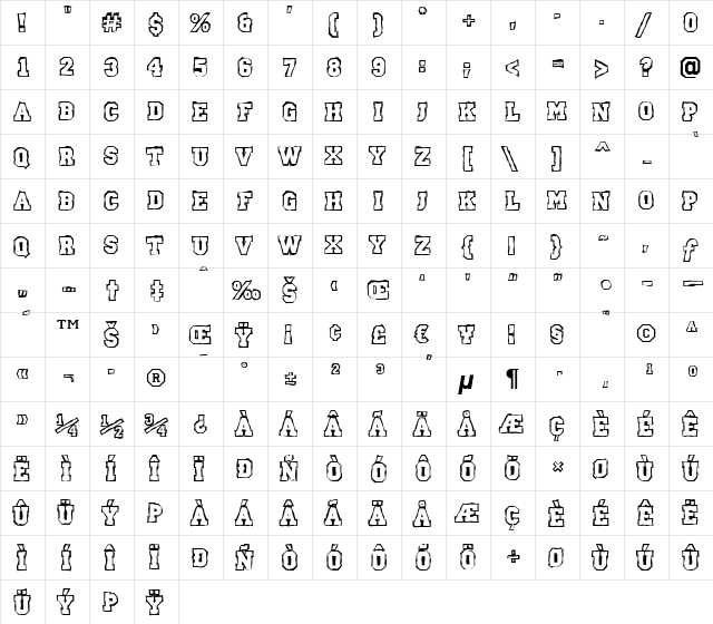 a_CampusClgBrk Bold  glyph index