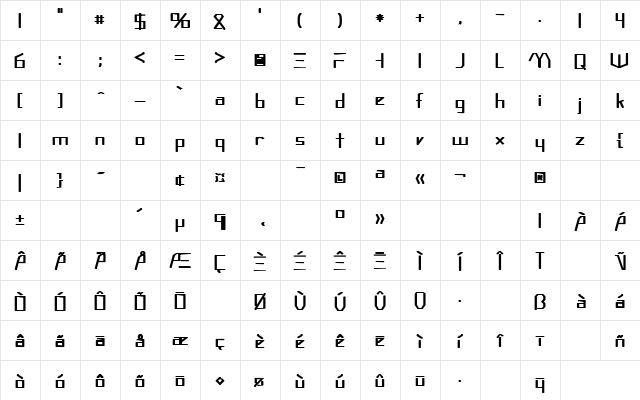 Syrinx 1 Bold  glyph index