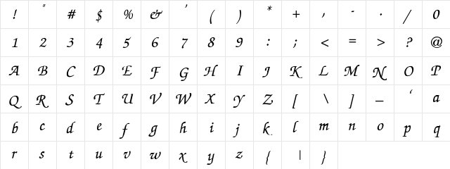 zapfchancery-Thin-Italic Regular  glyph index