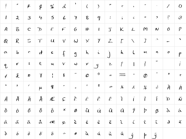 JP Hand Straight  glyph index