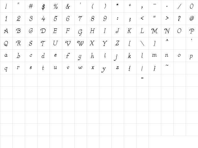 CK Dandy Regular  glyph index