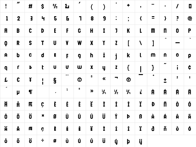 ICone Regular  glyph index