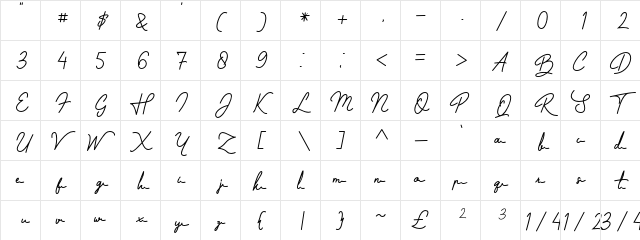 Jandu Regular  glyph index
