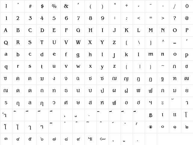 DSN MaiThai Regular  glyph index