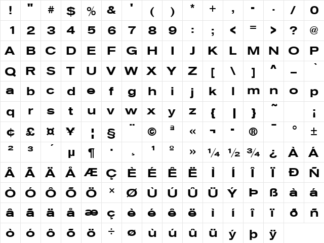 Sage Extended Medium Regular  glyph index