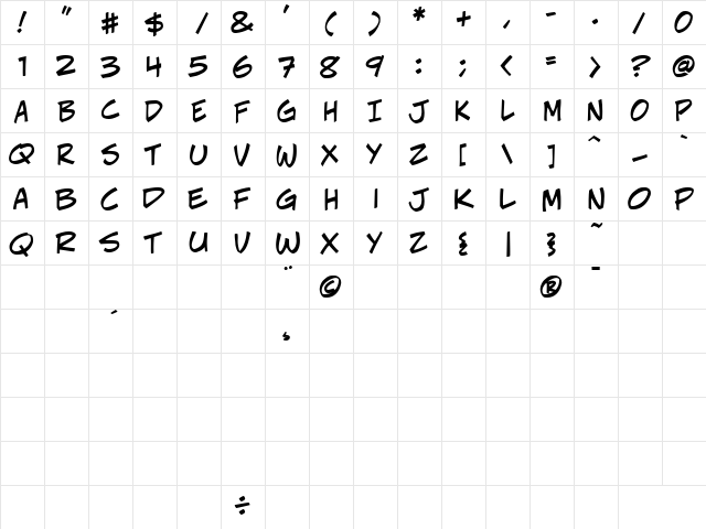 CCJeffCampbell Regular  glyph index