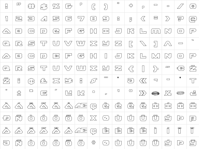 Skyhawk Outline Regular  glyph index
