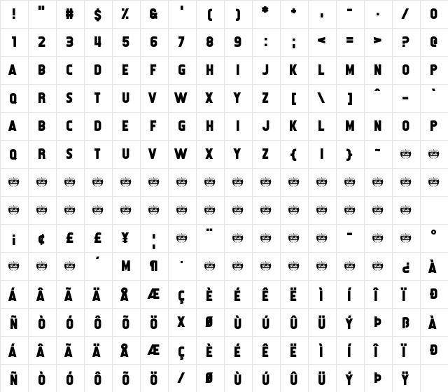 She Smiles Regular  glyph index